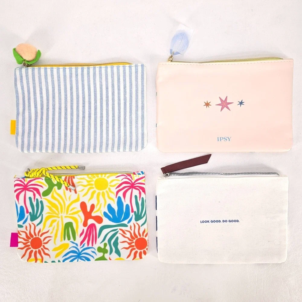 8 IPSY Makeup Bags Cosmetic Pouches Travel Glam Boho Zipper Assorted Floral